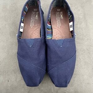 Toms Blue Canvas Flats Slip-On Shoes